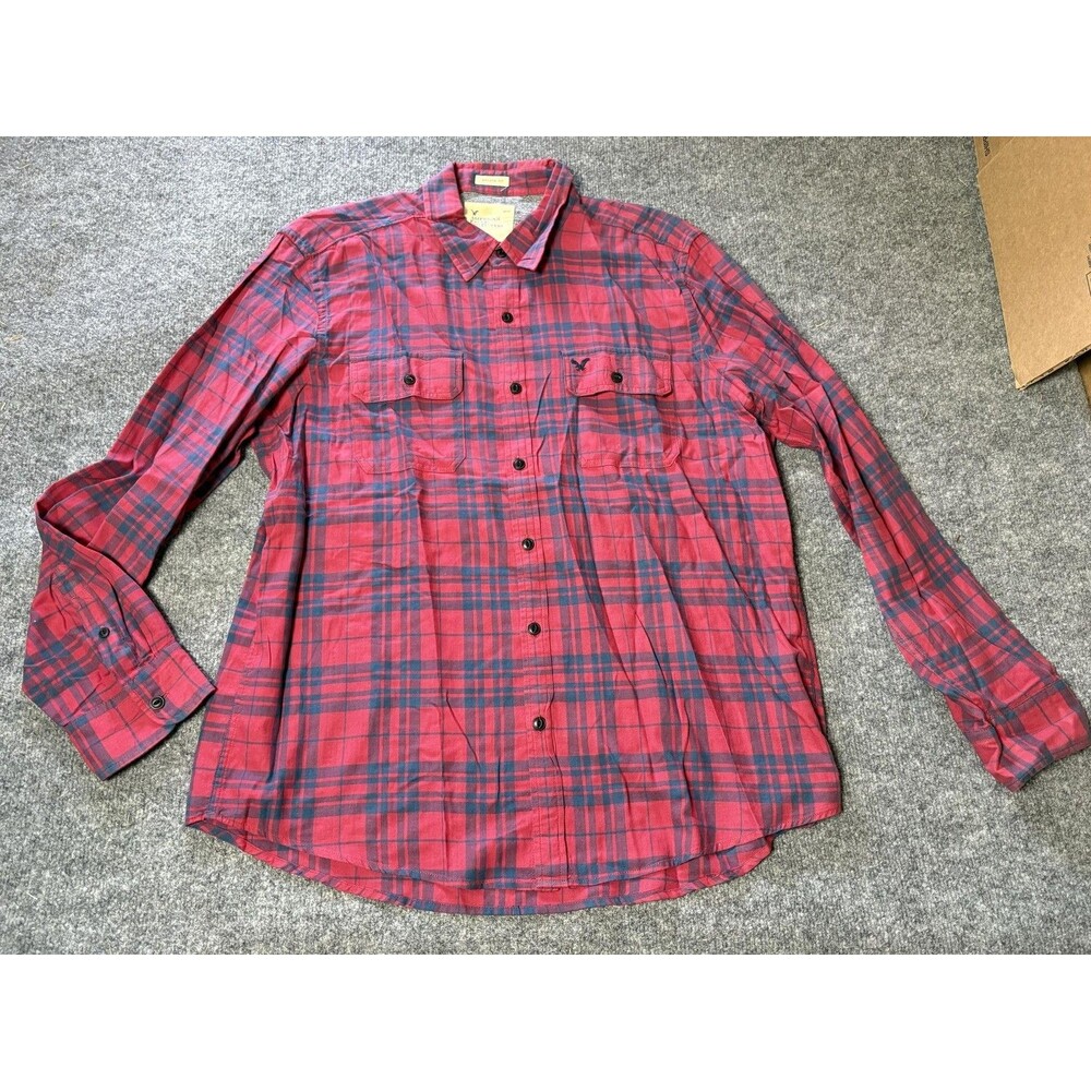 American Eagle Outfitters Shirt Mens XL Plaid Long Sleeve Button-Up Athletic Fit
